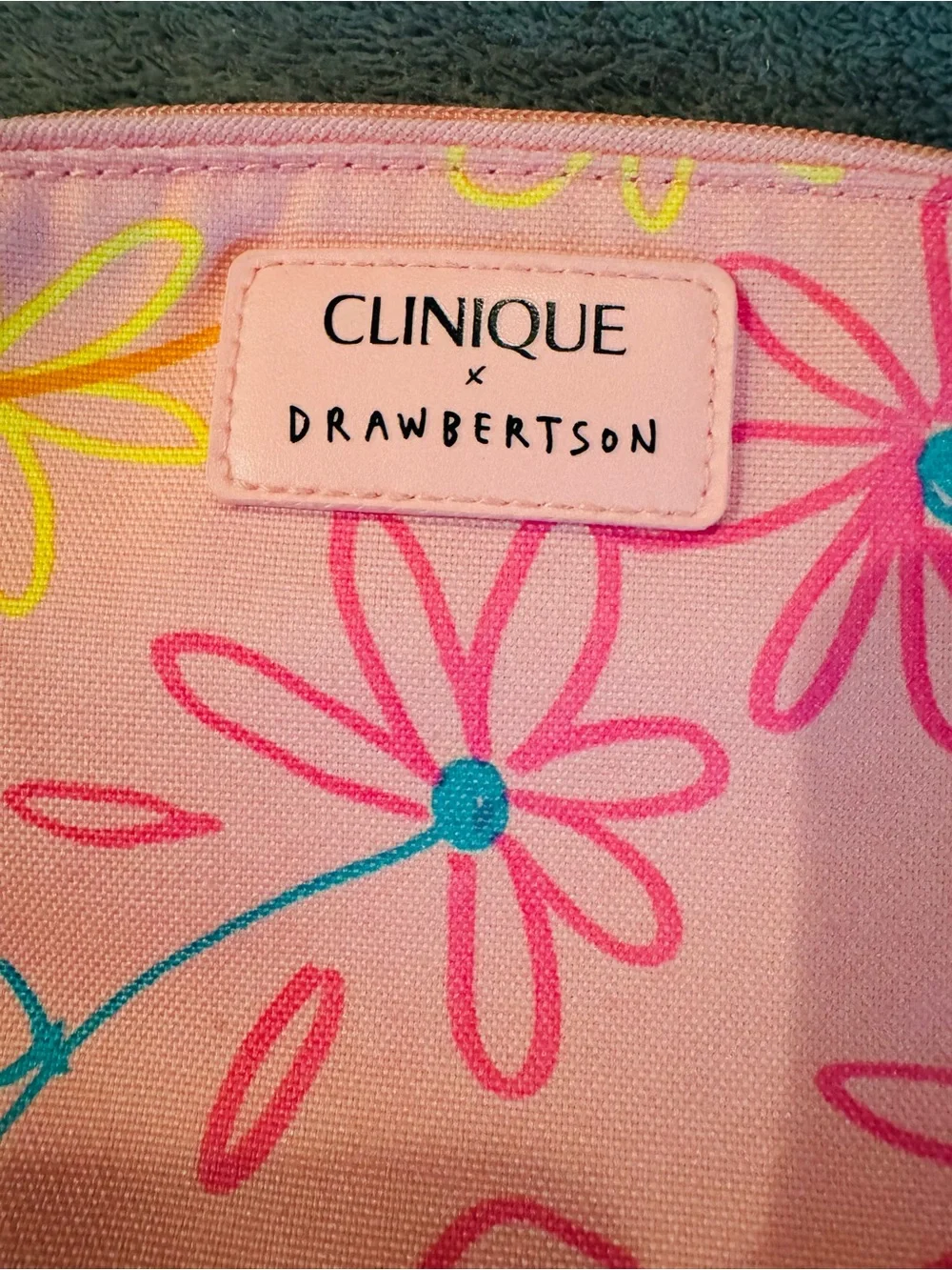 Clinique x Drawbertson Pink Floral Cosmetic Bag